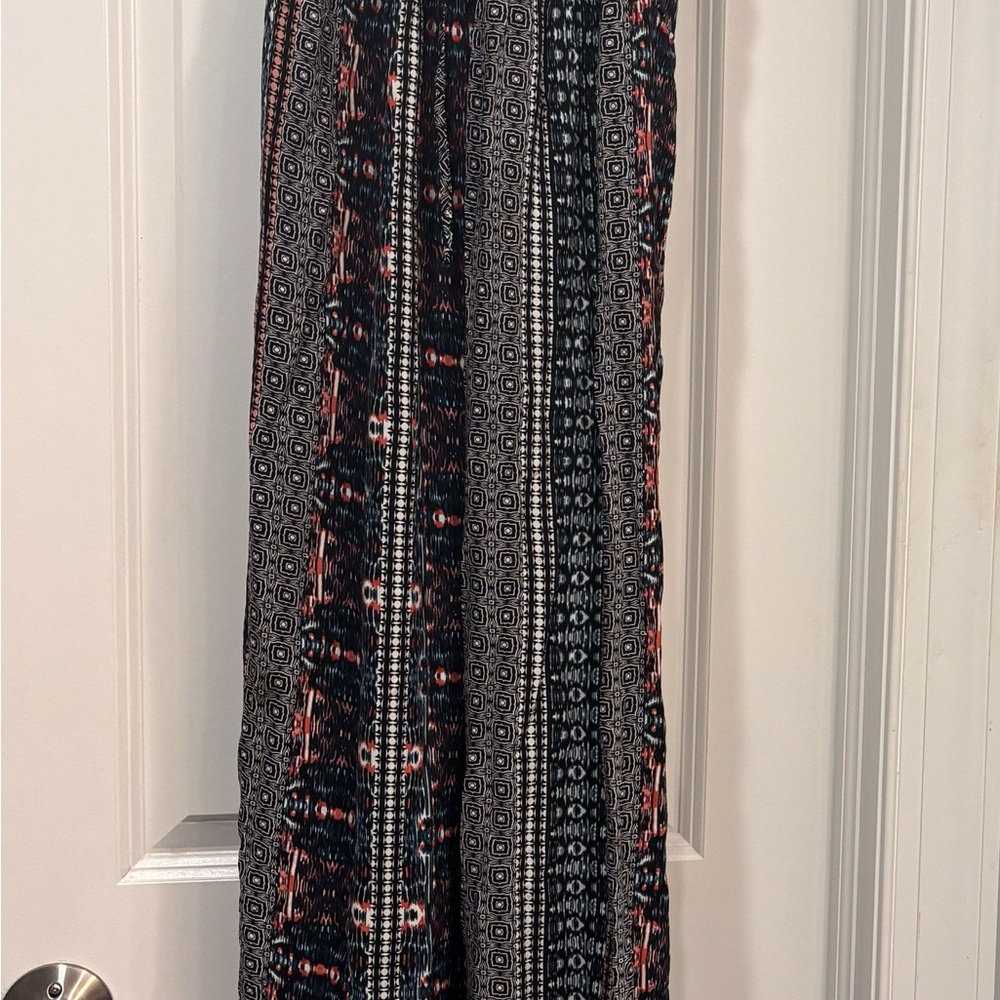 BCBGMaxAzria Black and Gray Pleated Maxi Dress